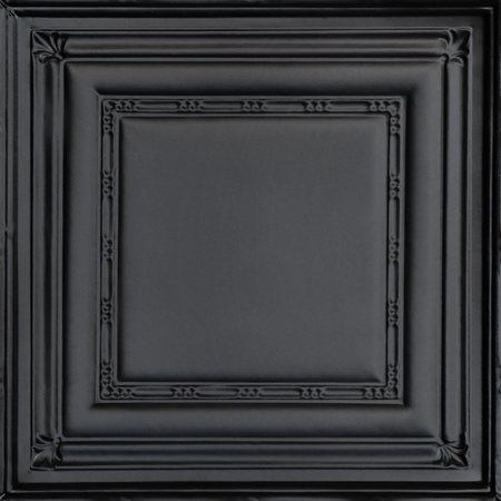 FROM PLAIN TO BEAUTIFUL IN HOURS Eyelet 2 ft. x 2 ft.  Tin Style Nail Up Ceiling Tile in Satin Black (48 sq. ft./case), 12PK SKPC504-bk-24x24-N-12